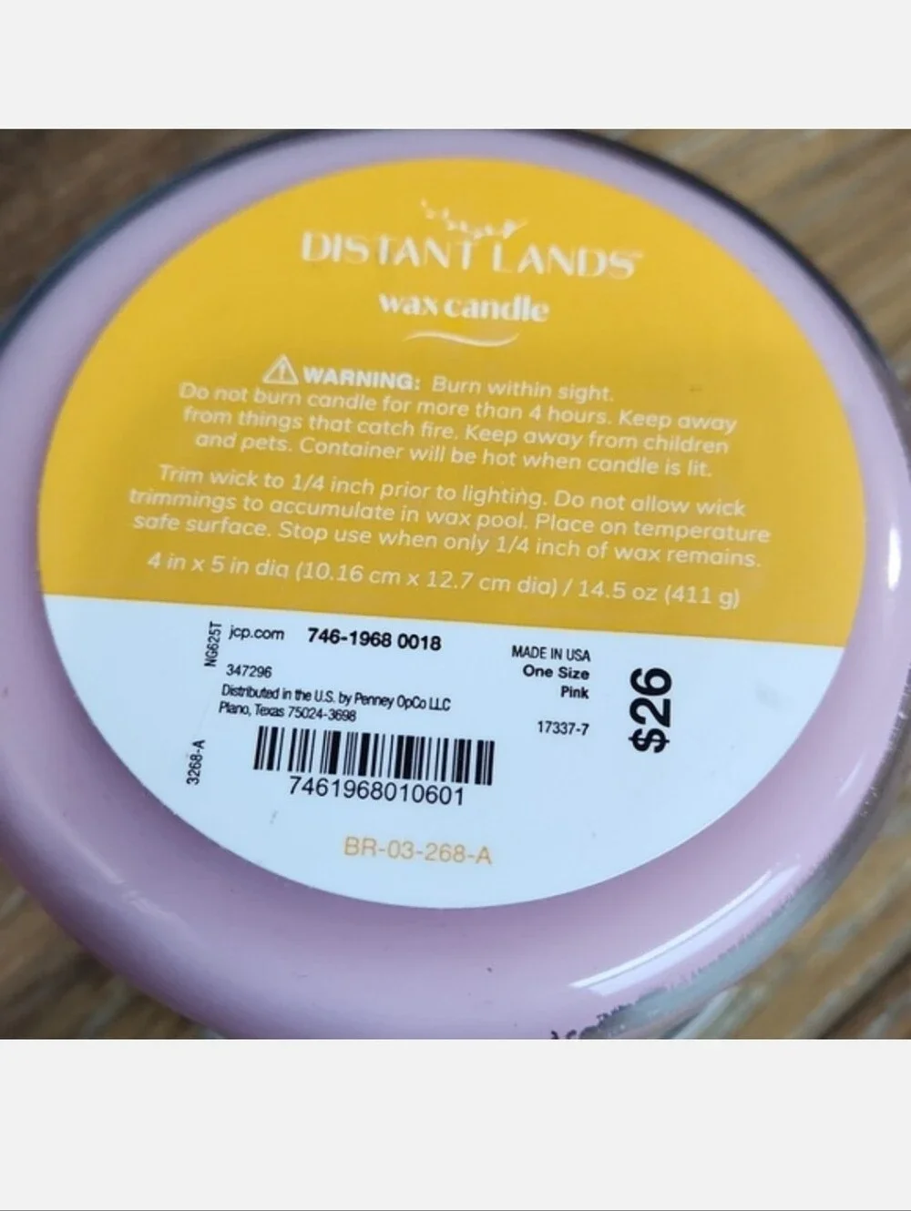 NWT Distant Lands Sweet Holiday Peppermint Scented Candle Rosemary Sugar Crystal